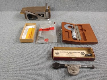 Starrett Micrometers, Speed Indicator, and older Machinist tools