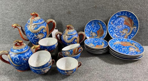 Blue Dragon Kutani Tea Set