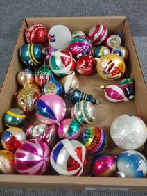 34pc Mercury glass & Decorated Christmas Bulbs