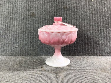 Fenton Pink Rosalene Water Lily Compote