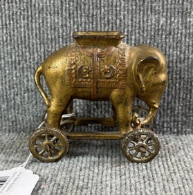 Cast Iron Circus Elephant Coin Bank