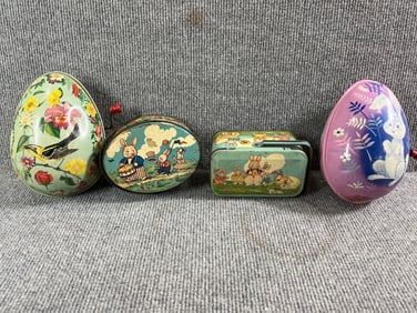 Great Tin Litho Easter Boxes & Musical Eggs