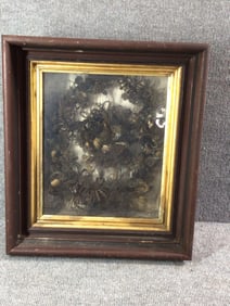 Large Family Victorian Hair Art Shadow Box