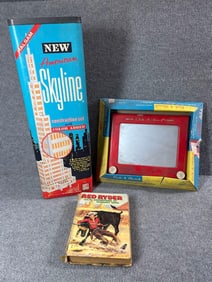 Etch A Sketch, Red Ryder Book, & Skyline Construction set