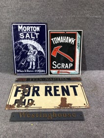 Westinghouse, Tomahawk, Morton Salt and Tin Signs