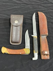 Schrade FOlding Knife and Queen Fixed Blade Knives