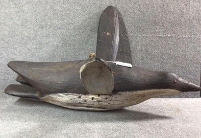 Outstanding Wood Carved Penguin Decoy
