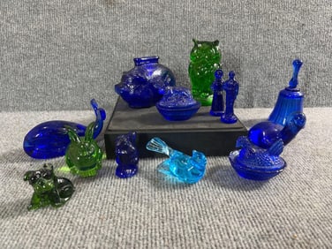 Cobalt Blue & Green Animals Figures