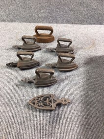 Miniature sad irons and Trivets