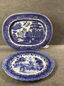 Staffordshire & Crown Flow Blue Platters