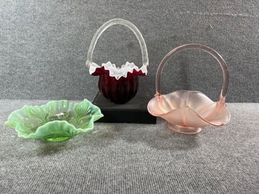 Indiana & Fenton Glass Baskets