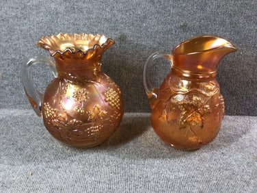 Dugan Carnival Glass Marigold Pitchers