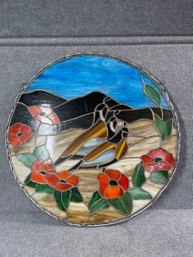 Stained Glass Quail Panel