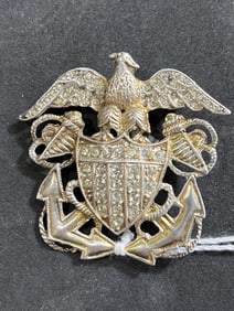 Sterling Silver & Rhinestone WW2 Navy Brooch