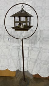 Brass Art Deco Bird Cage and Stand