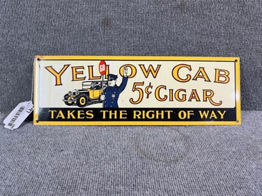 Yellow Cab Cigar Porcelain Sign