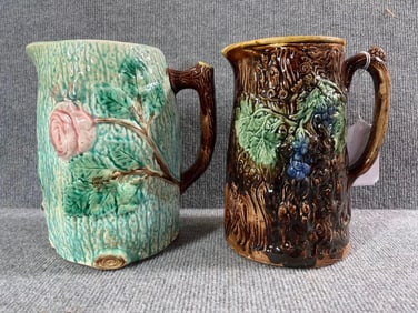 2 Majolica Pottery Pitchers