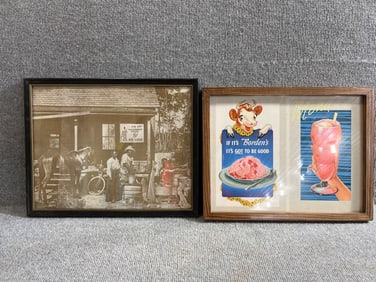 Borden Cow & Framed Black Americana Country Store