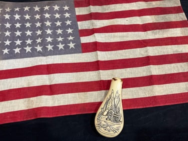 Civil War Inspired Powder Flask & 48 Star Flag