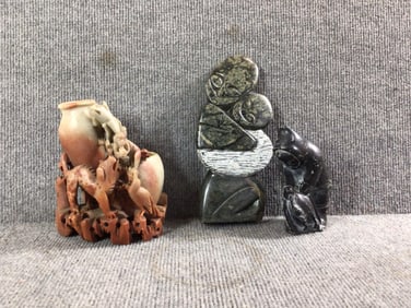 Stone Carved Inuit, Animal, and tribal Statues