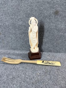 Krishna Carved Figure and Fork