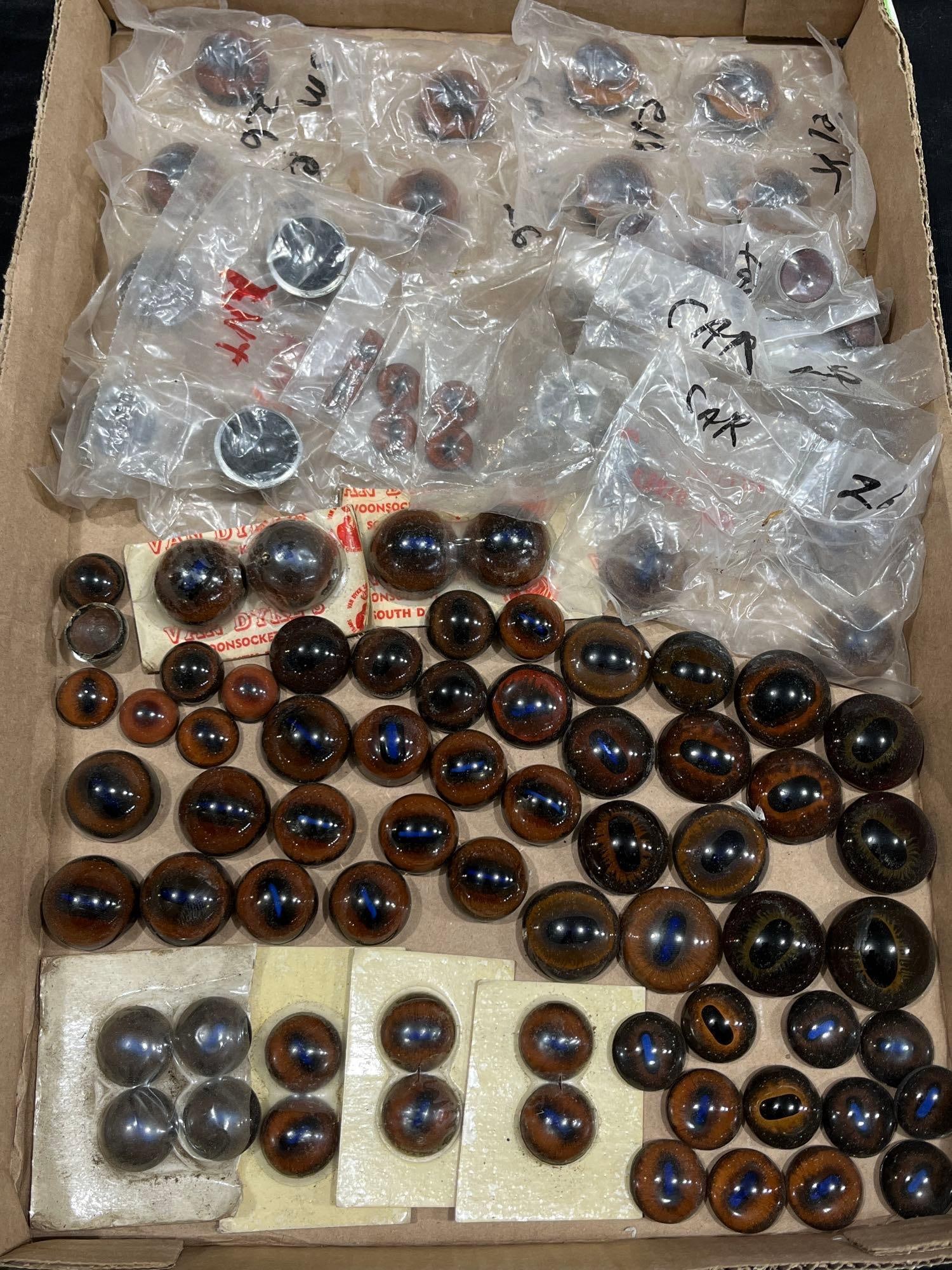 Glass Taxidermy or Decoy Eyes: Various sizes and styles