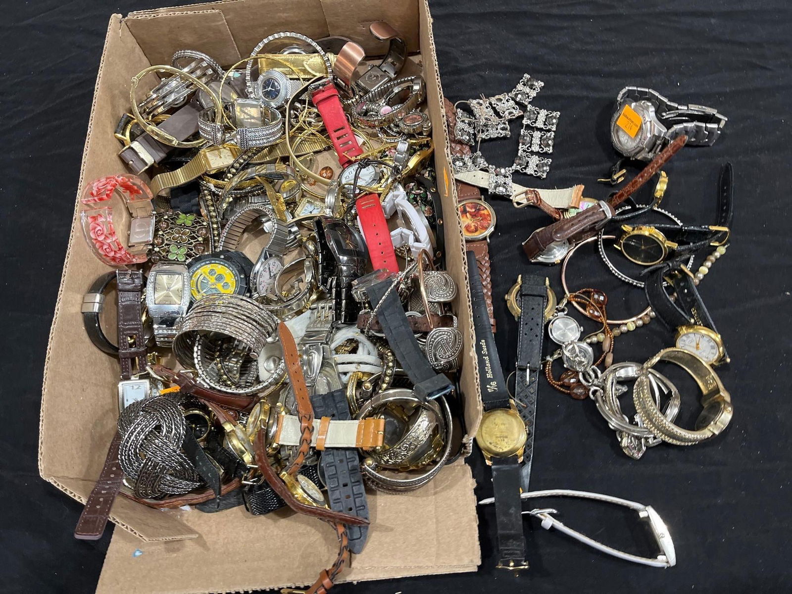 Loaded Lot of Watches: Wrist watches include older and newer. Pierre Cardin, Timex, 1920s novelty Watch, and many more