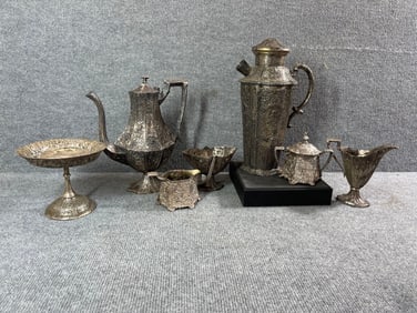 Highly Embossed Silver Plated Tea Set