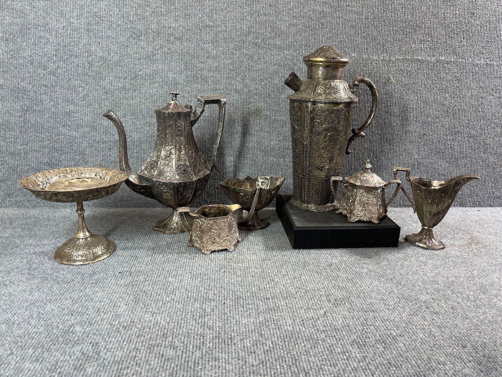 Highly Embossed Silver Plated Tea Set (1 of 10)