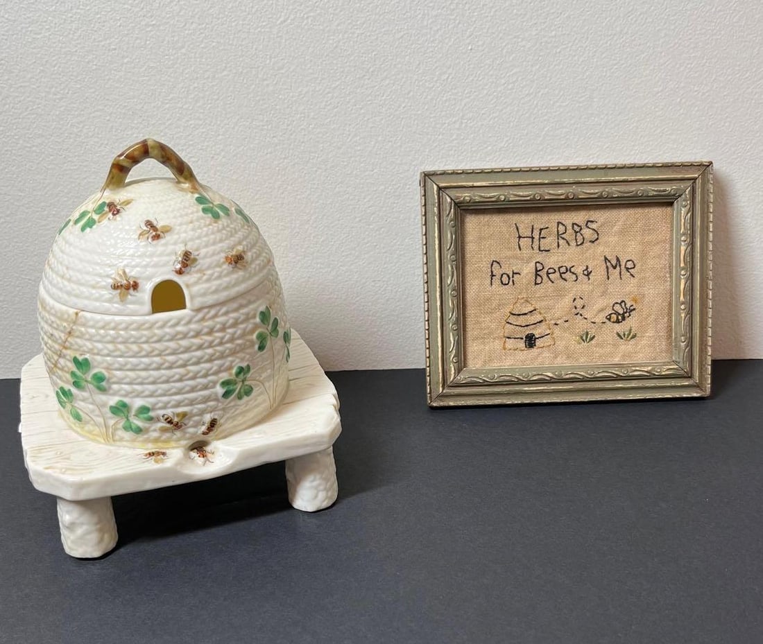IRISH BEEHIVE HONEY POT AND EMBROIDERY SAMPLER (1 of 7)