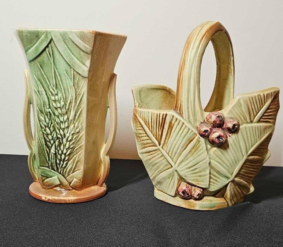 MCCOY POTTERY VASE AND BASKET (1 of 7)