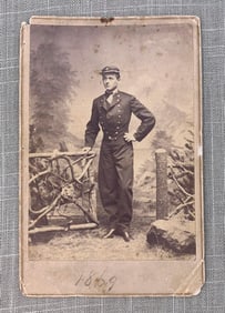 1869 US Naval Soldier F A White Annapolis Maryland Photography Studio Cabinet Card Photograph