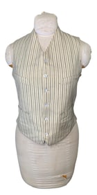 Qualtiy Antique Men's Buttercream & Black Striped Wool 4 Pocket Vest