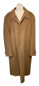 Men's Lana Luxe Italian Camel Cashmere Vintage Wool Pronto Moda Full Length Overcoat