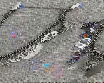 Mid Century Sterling Silver Charm Bracelet with 14 Charms: Cleveland Terminal Tower, Mt. Rushmore