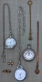 Antique to Vintage Pocket Watch, Watch Brooches, Wax Seal & Fob Lot