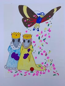 4 Handmade Children's Fairytale Book Butterfly Watercolor, Marker & Tissue Art Project Book Artwork