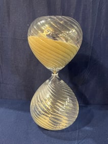 Swirled Optic Art Glass Hourglass