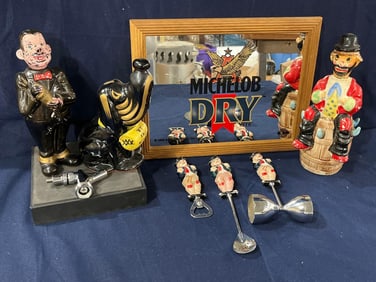 Liquor Decanters, Tap, and Hobo Bar Utensils