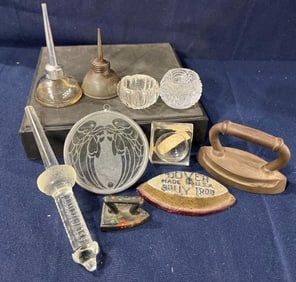 Glass Salt Cellars, Oilers, & Mini Sad irons