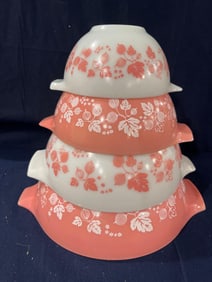 Pink Gooseberry Cinderella Pyrex Mixing bowls