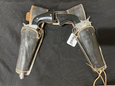Large 12 IN 1950s Hubley Cap Guns in Holster