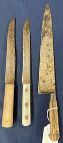 3 Early Kitchen Butcher Knives