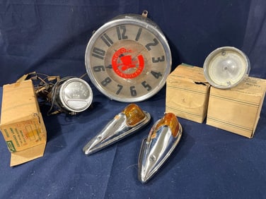 NOS Car Parts & Red Hat Motor Oil Clock