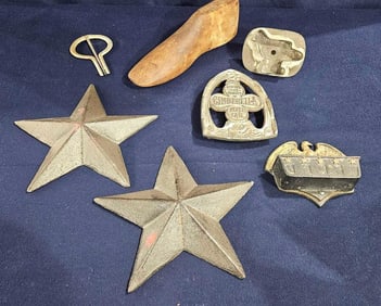 Primitive Cast Iron Stars, Trivet, and Smalls