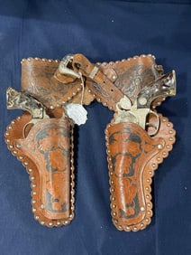 Hubley 1950s Oak Leaf & Acorn Holster and Cap Guns