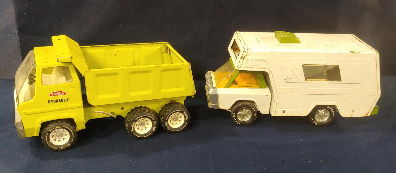 Nylint Camper & Tonka Truck: Both show scuffs and scratches but look complete