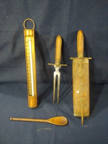 Double Sided India Server, Thermometer, and Wooden Spoon