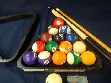 Billiard Balls, Stick, & Harley Cue