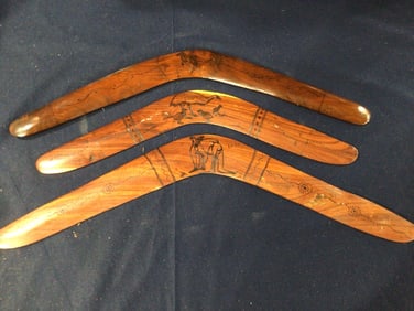 Wooden Signed Boomerangs
